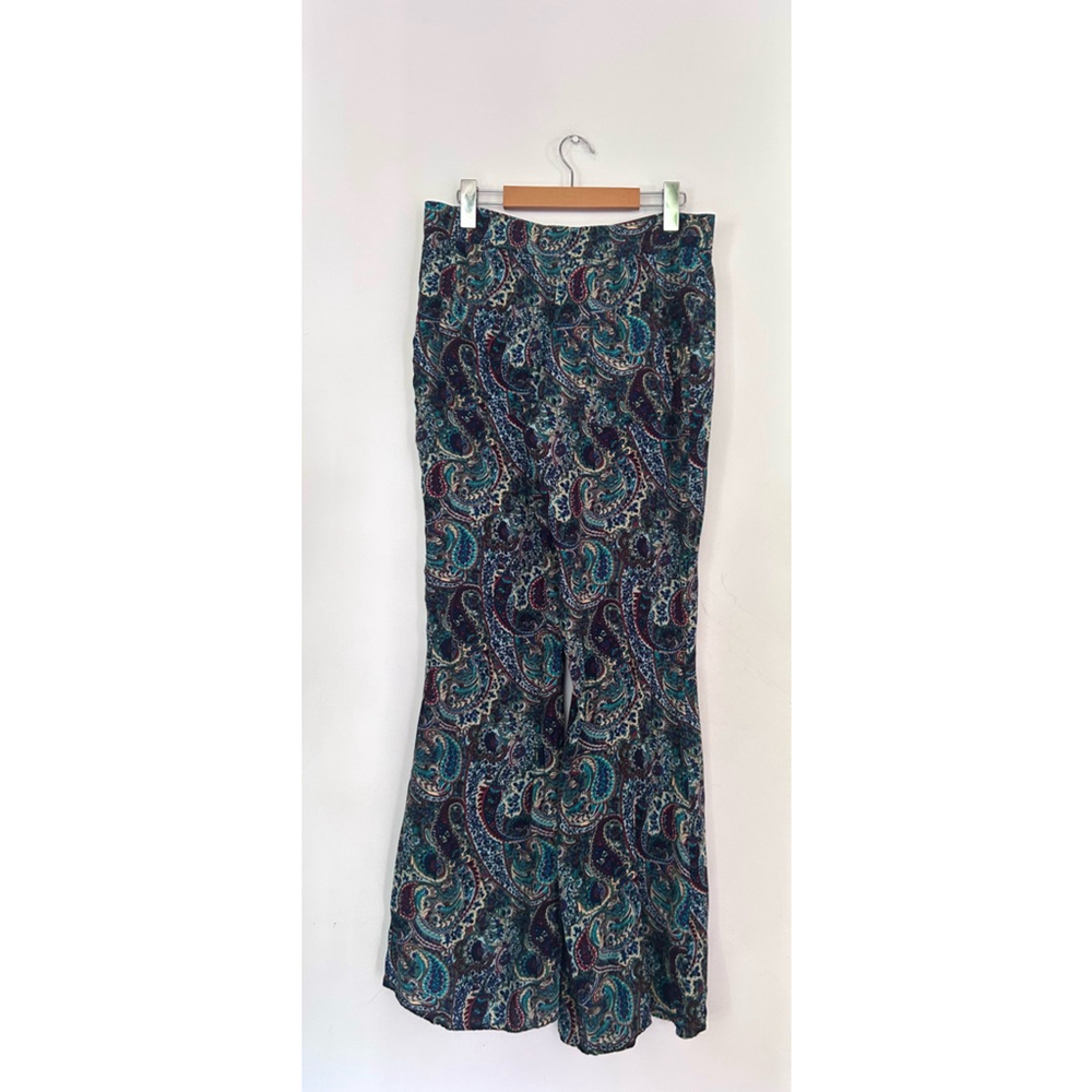 Zara Printed Flare Pants Size M Blue Multi flared paisley - Picture 10 of 11